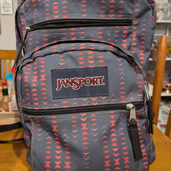 JanSport Superbreak Backpack Warped Geo Grey pattern Book Bag College Gear - Picture 1 of 5